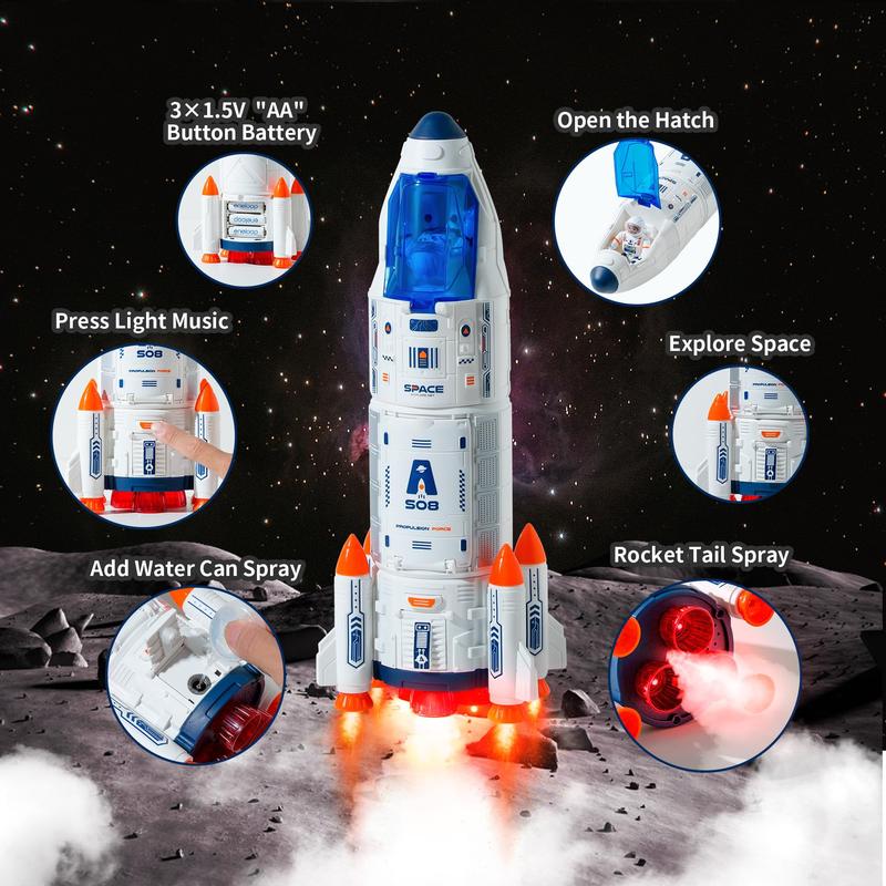 Space Shuttle Rocket Toy - Rocket Ship Toy Glows, Makes Lights and Sound Effects - Astronaut Toys, Space Adventure Toys, Children's Science Education Toys