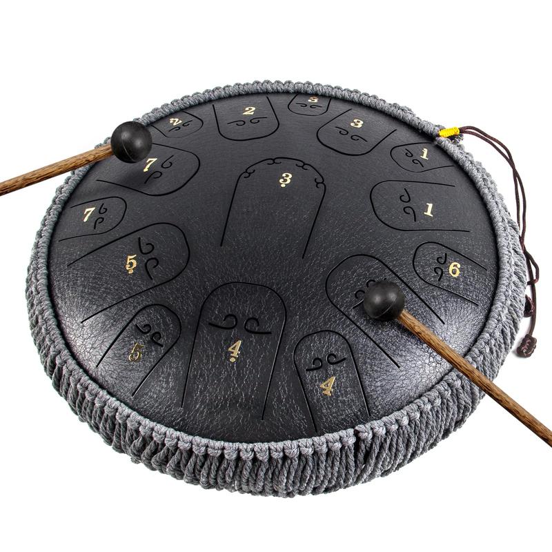 Rain Drum for Outside Garden,Chakra Drum for Rain Outdoor,Drum Rain Chime Waterproof,Steel Tongue Drum 3 Inches 6 Notes Rain Chime(Black)