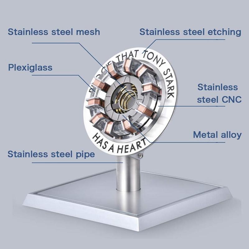Arc Reactor MK2-1:1 Scale, DIY USB, LED Light, Vibration Sensor, No Assembly, Display Case Included Toy