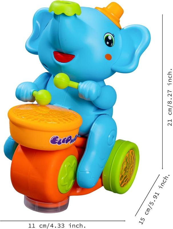 Drumming Elephant Toy,Elephant Blowing Ball Walking Car with Music Light Elephant Drummer Toy, Musical Elephant,Elephant Ball Toy (Blue)