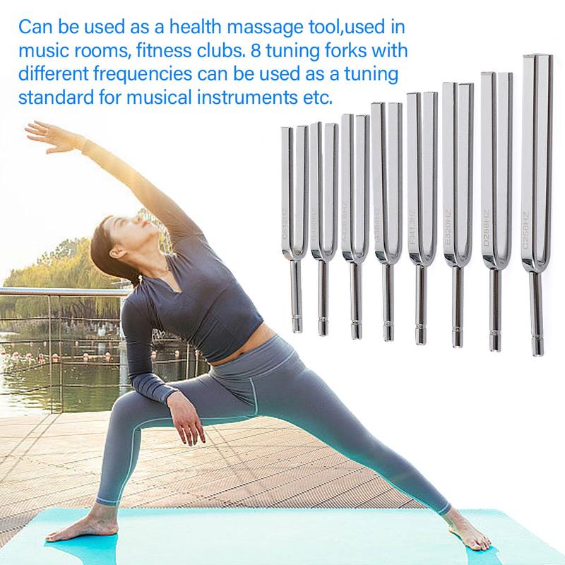 8pcs 256-512HZ Steel Tuning Fork Set Vibrating Yoga Meditation Tuning Fork