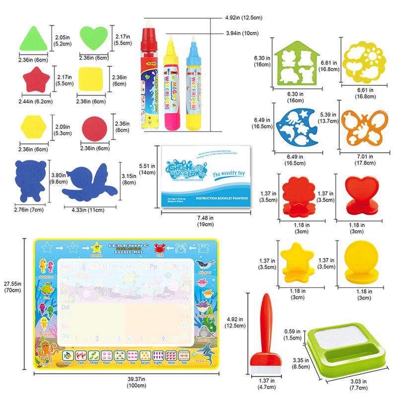 39″×27″ Water Doodle Mat Reusable Drawing Writing Doodle Board Toy Educational