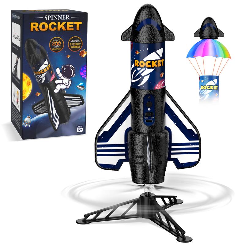 Rocket Launcher for Kids, 200 ft Flight Altitude Self Launching Motorized Rocket Toy with Safety Parachute Land and LED Light, Outdoor Toys Gifts.