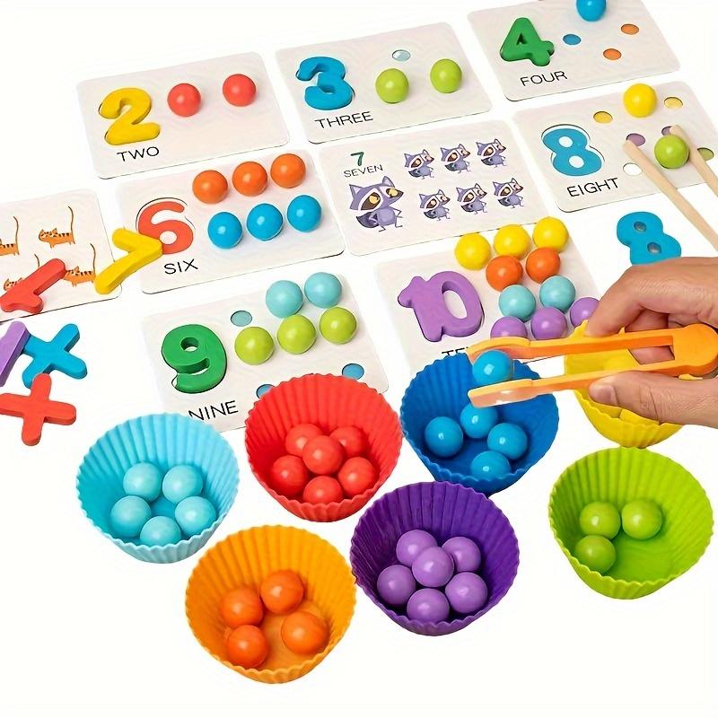 [Free Shipping] Montessori Math Children's Arithmetic Toys: Digital Cognitive Intelligence Development Education Early Education Toys, Preschool Color Point Class Children's Bead Number Matching Games, Kindergarten Educational Toys