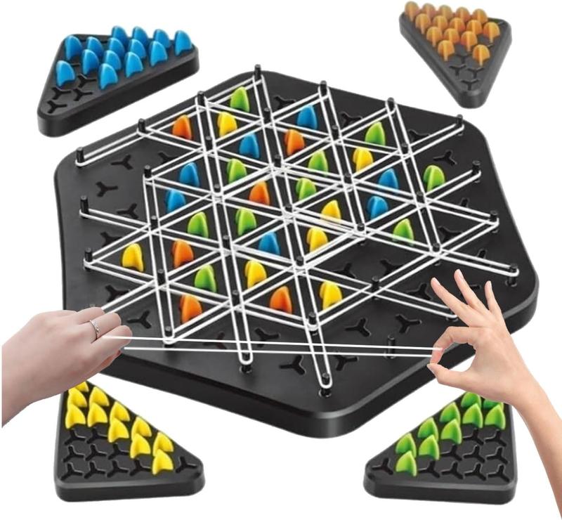 Triangle Chess Game - Chain Chess, Rubber Band Board Game,Back to School Supplies,Chain Triangle Chess Game,Family Interactive Board Game,Table Top Family Toy,2 to 4 Players,birthday gifts, party gifts, children's gifts,Back to School Gifts