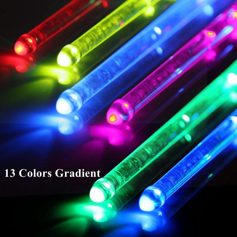 Bright LED Light Up Drumsticks, USB Rechargeable 13 Color Changing Drum Sticks, Glow in The Dark Drumsticks, Drummer Gifts Drum Sticks for Adults Kids, Not Include Cables & Charge Wire