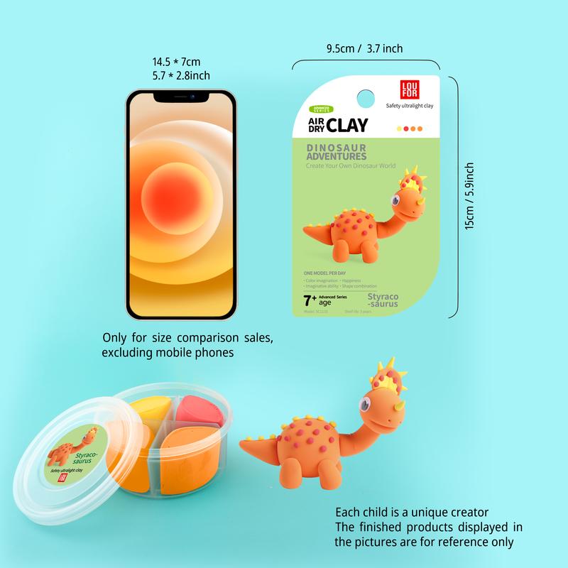 DIY Clay,Dinosaur Adventures-Air Dry Clay 12 boxes, Soft & Ultra Light, safe&Non-Toxic, DIY Craft Easy to use,Modeling Clay for  with Accessories, Tools and Tutorials