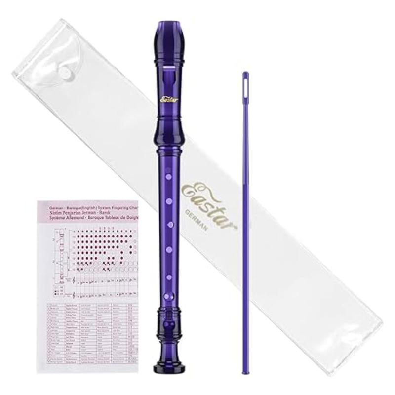 Eastar ERS-1GG Soprano Recorder Instrument for Kids Students Beginners, German fingering C Key Recorder Instrument 3 Piece with Cleaning Kit, Storage Bag, Fingering Chart, School-Approved