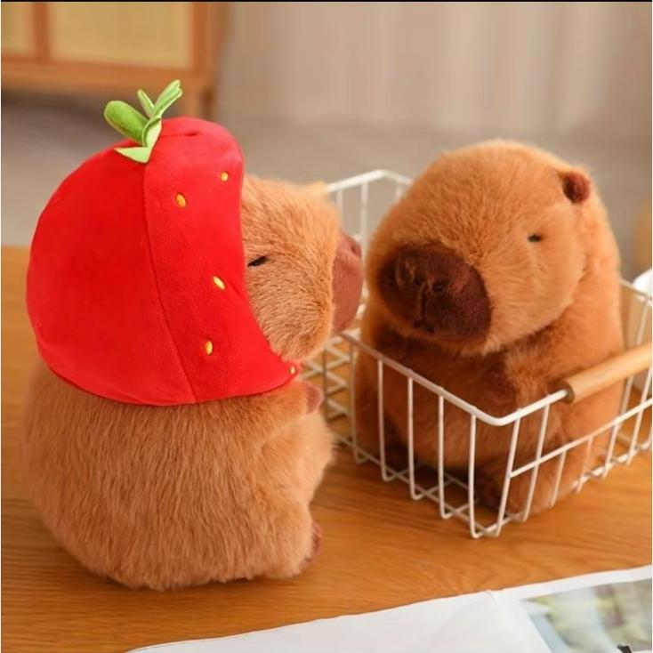 Strawberry Capybara Plush Toy, SummerGifts, Cute Capybara Anime Fluffy Toy,Creative Birthday and Holiday Gift OptionsRoom Decor, Thanksgiving, Chrismats GiftSet