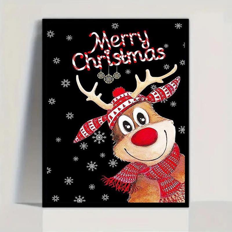 Christmas Cartoon Reindeer Pattern DIY Diamond Arts Colorful Painting Kit without Frame, DIY 5D Diamond Arts Colorful Painting Kit, Wall Art Decor for Home