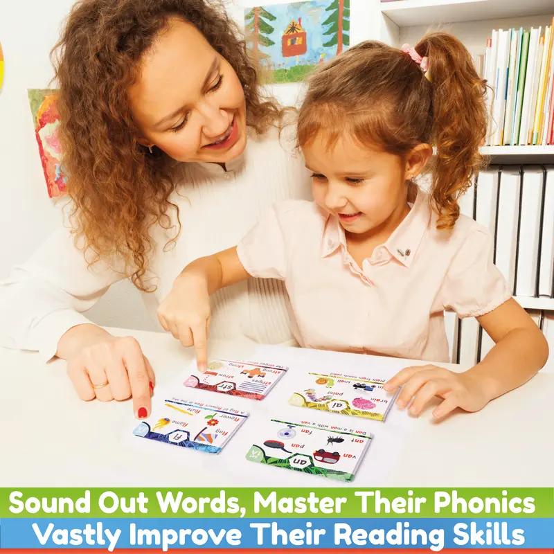 Phonics Flash Cards - Learn to Read in 20 Phonic Stages - Digraphs CVC Blends Long Vowel Sounds - Educational Homeschool Resource for Kids Ages 4-8