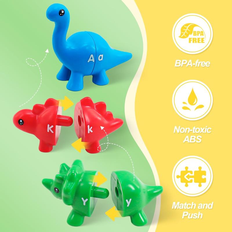 Dinosaur Design Alphabet Matching Game, Matching Letters Game Toy with Uppercase & Lowercase, Creative Learning Toy for Hand-eye Coordination, Christmas Gift