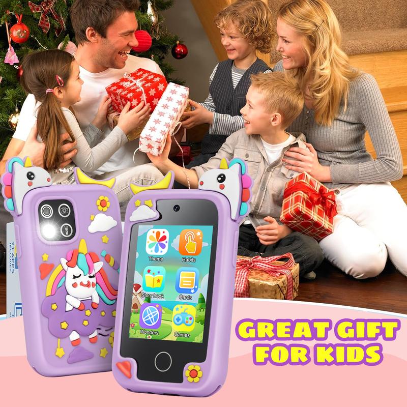 Kids Smart Phone for Girls Gifts - Toddler Christmas Birthday Gift for Age 3 4 5 6 Year Old, Kids Cell Phone Toy with Touchscreen, Dual Cameras, Learning, Music Player, Games with 8 GB Card