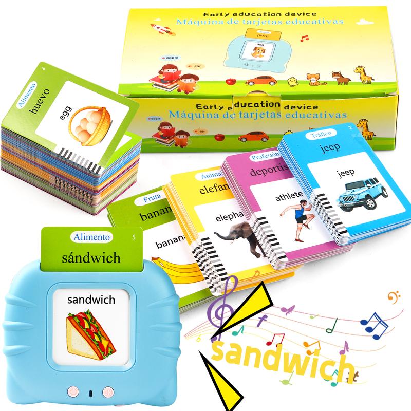 [2025 New] Bilingual Talking Flash Cards Toy for Kids with 224 Sight Words - English & Spanish Educational Language Learning Toy