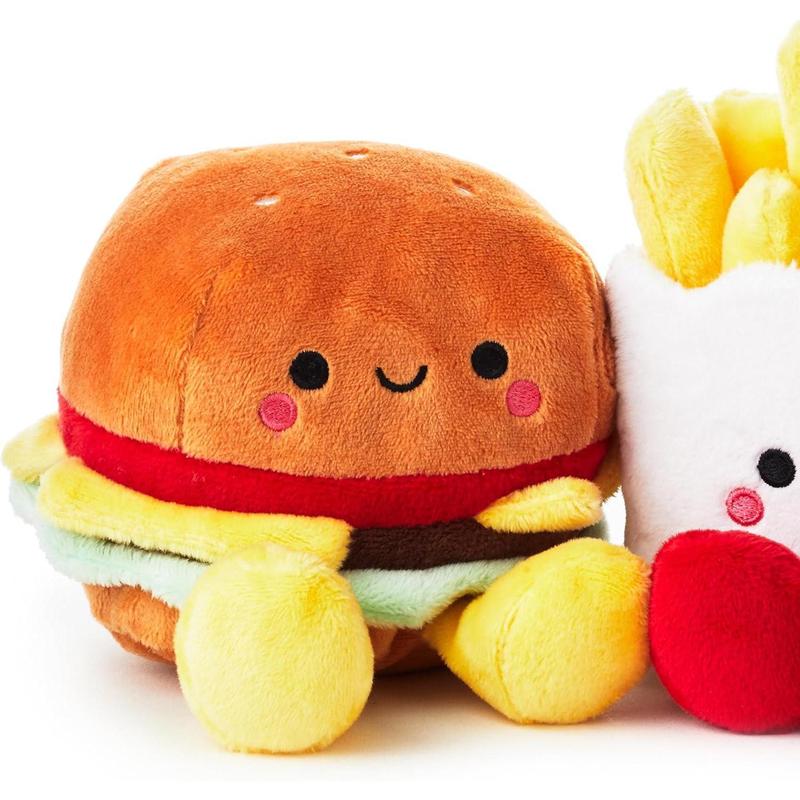 Hallmark Better Together Magnetic Plush - Set of 2 Hamburger and Fries Stuffed, 5