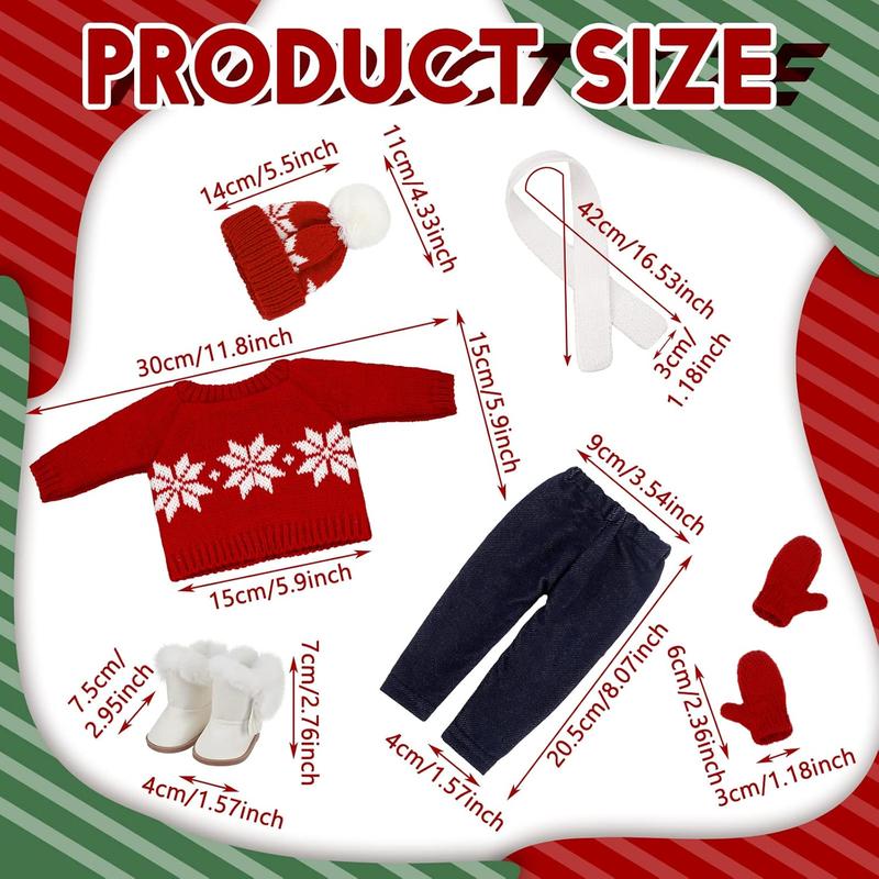 Christmas gift 18-Inch Christmas Doll Clothes & Accessories Set: Sweaters, Trousers, Hats, and Shoes for 18-Inch Dolls - Perfect Gift