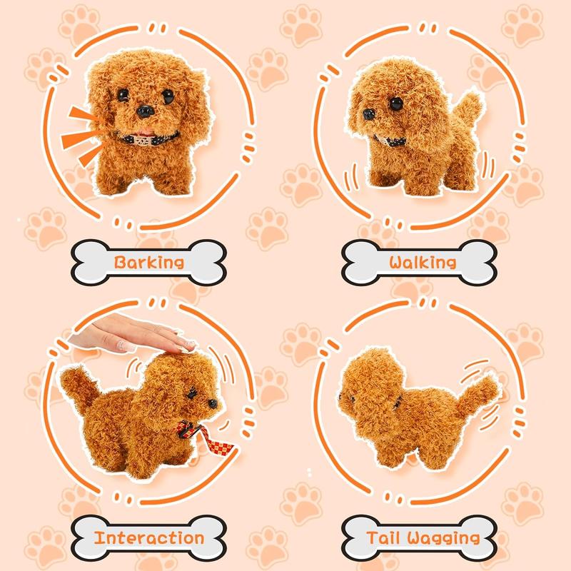 Plush Toys Puppy Electronic Toy Dogs That Walk and Bark,Tail Wagging Fake Dog Interactive Dog Toy for Kids with Leash,Easter Valentines Day Christmas Birthday Gift for Toddlers Kids