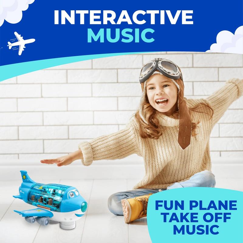 Electric Airplane Toy, 1 Box Airplane Model with LED Flashing Light & Music, Science & Technology Toy for Boys & Girls, Birthday Gift