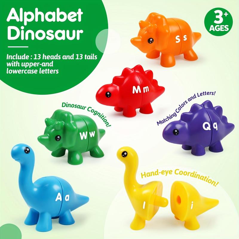 Dinosaur Design Alphabet Matching Game, Matching Letters Game Toy with Uppercase & Lowercase, Creative Learning Toy for Hand-eye Coordination, Christmas Gift