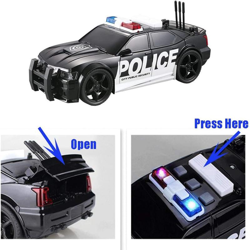 Police Car Toy Plastic Pursuit Rescue Vehicle with Sirnes Sound and Light for Kids Toddlers Boys 1:20