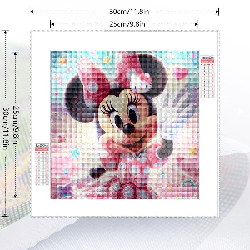 Minnie Pattern Diamond Arts Colorful Painting Kit without Frame, DIY Creative Full Round Diamond Decorative Art Crafts for Home Wall