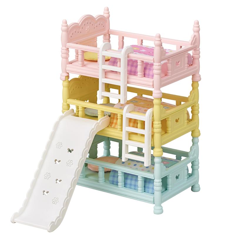 Calico Critters Triple Bunk Beds, Dollhouse Furniture Set