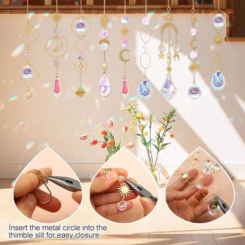 Diy Craft Kit for Adults, 150pcs set Suncatcher Making Kits, Window Hanging Pendants and Chains, Indoor Outdoor Party Garden Decor