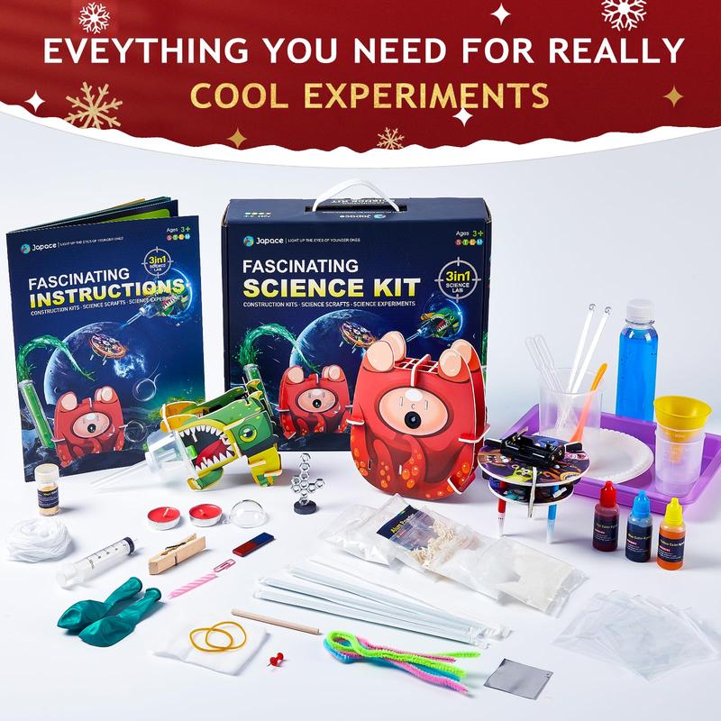 Japace Science Experiments & DIY Motorized Building Kits STEM Toys Chemistry Set for Kids Age 4-6-8