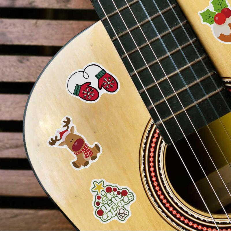 Christmas Themed Sticker, 100pcs set Self Adhesive Decorative Sticker, DIY Decals for Water Bottle Laptop Phone Case Scrapbooking Journal Making