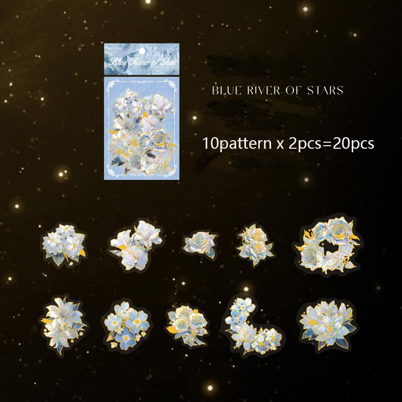 20pcs pack Flower Pattern Sticker, Multi-purpose Decorative Floral Stickers For DIY & Craft Projects