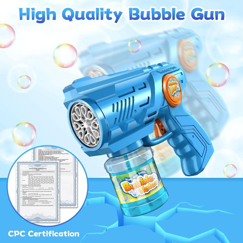 2024 Christmas Gifts Toys for Kids 2-Pack Bubble Guns Backyard Outdoor Toy: 10-Hole Bubble Gun with Rich Bubbles & LED Light