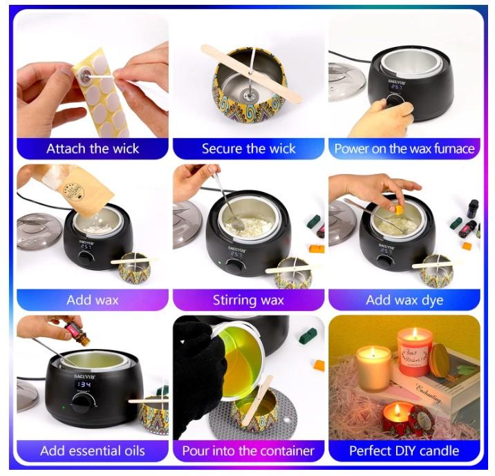 Candle Making Kit with Hot Plate Full Set - for Adult - DIY Starter Soy Candle Making Supplies - Perfect as Home Decorations