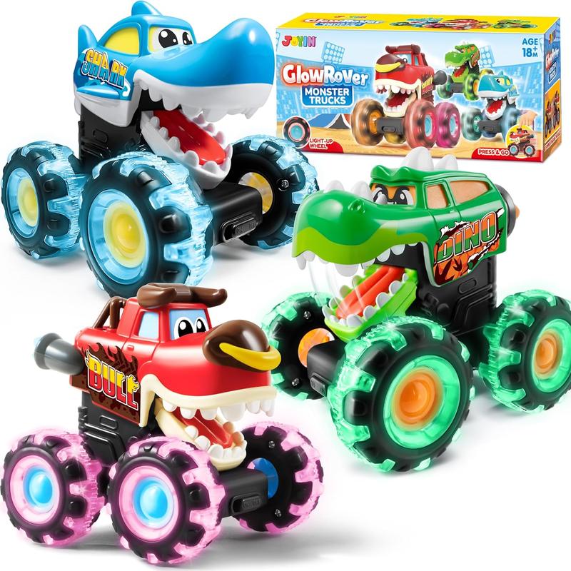 [HOLIDAY CLEARANCE – 51%] COMBO 3 PACK Monster Truck Toy - Motion Activated Light - Up Cars - Monster Treads Lightning Wheels - Press & Go Cars for Boys Girls - FLASH SALE 2024