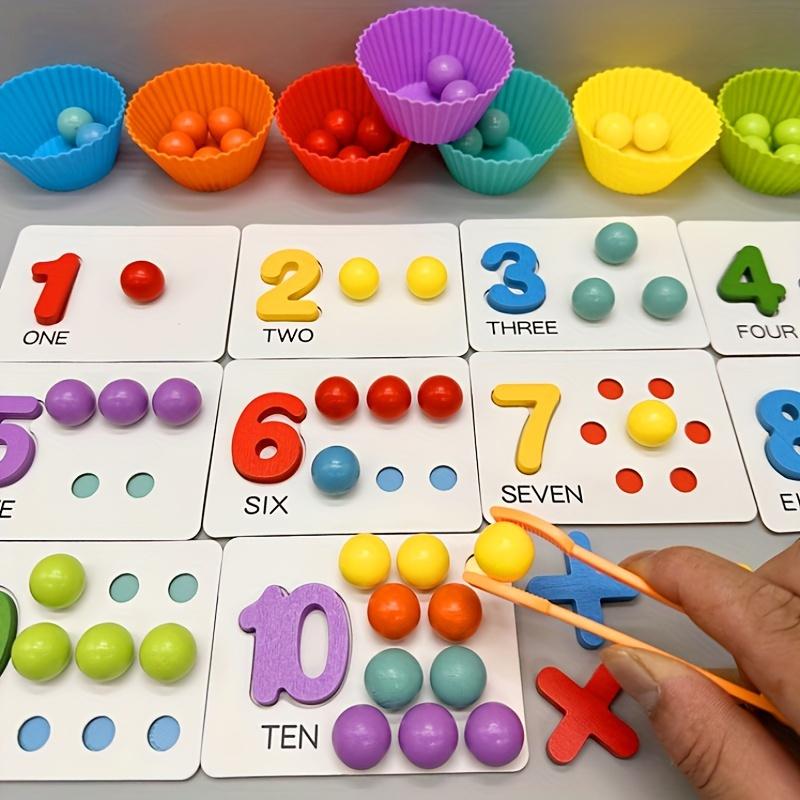 [Free Shipping] Montessori Math Children's Arithmetic Toys: Digital Cognitive Intelligence Development Education Early Education Toys, Preschool Color Point Class Children's Bead Number Matching Games, Kindergarten Educational Toys