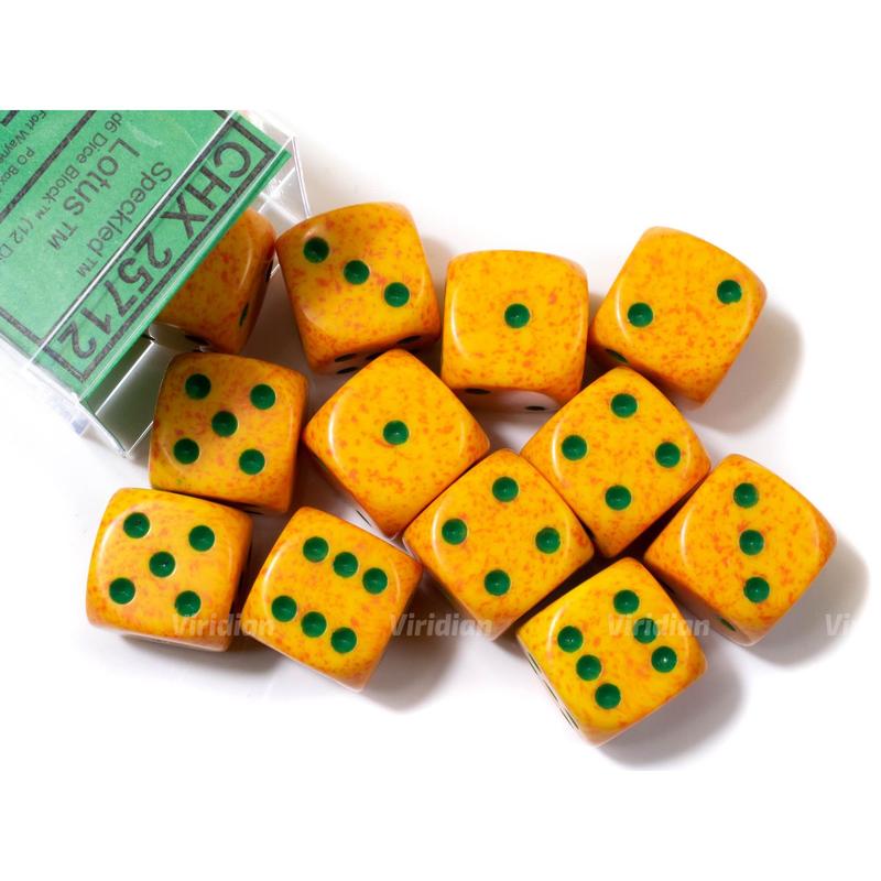 Speckled Lotus | Yellow & Orange | D6 Block | Chessex Dice (12)