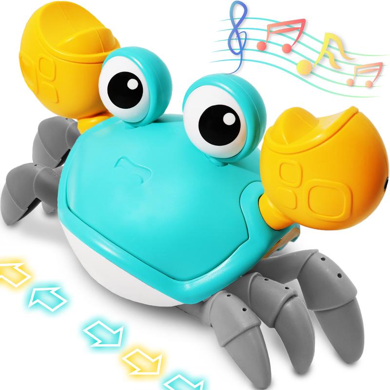 Pbooo Crawling Crab Toy, Interactive Walking Dancing Moving Crab Toy (Infrared Sensing), Learning Crab, Music Sensory Birthday Gifts-Green