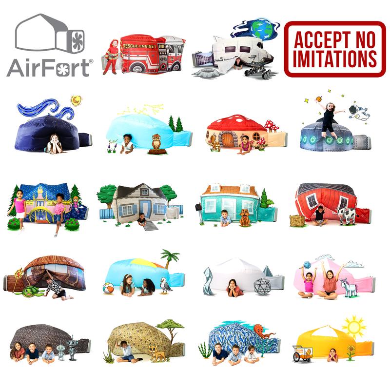 The Original Patented AirFort - Build A Fort in 30 Seconds, Inflatable Fort for Kids, Play Tent for 3-12 years, A Playhouse Where Imagination Runs Wild, Fan not included (Cottage) indoor tent