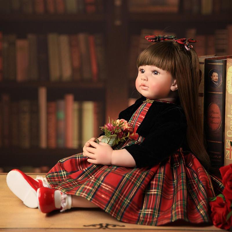 60cm 24 Inches Rebirth Doll Girl Doll, Reborn Baby Dolls &  Handmade Girl Doll, Brown Simulated Long Hair, Brown Eyes Cute Doll, Birthday Gift