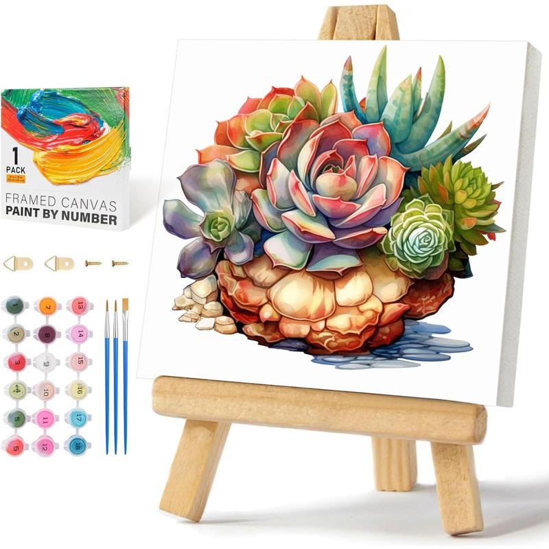 Framed Paint by Numbers Kit for Adults Beginners Tree of Life Acrylic Easy Paint by Number with Frame, Watercolor Paint by Number Kits on Canvas Framed (10 * 10 Inch, without Easel)