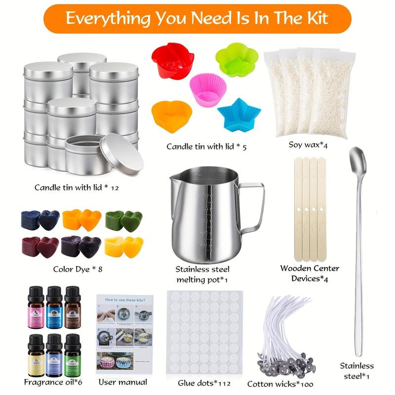 DIY Candle Making Kit, 1 Set Candle Making Kit with Essential Oil & Tools, Reusable Candle Making Supplies for Home Decor