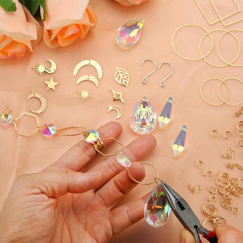 Diy Craft Kit for Adults, 150pcs set Suncatcher Making Kits, Window Hanging Pendants and Chains, Indoor Outdoor Party Garden Decor