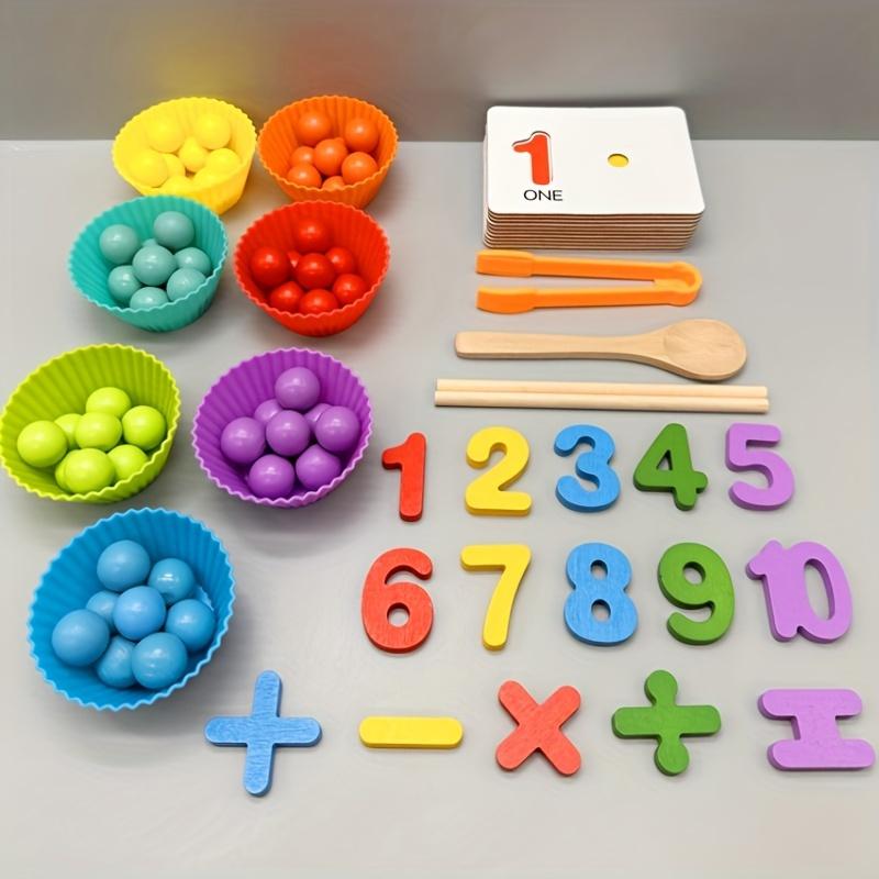 [Free Shipping] Montessori Math Children's Arithmetic Toys: Digital Cognitive Intelligence Development Education Early Education Toys, Preschool Color Point Class Children's Bead Number Matching Games, Kindergarten Educational Toys