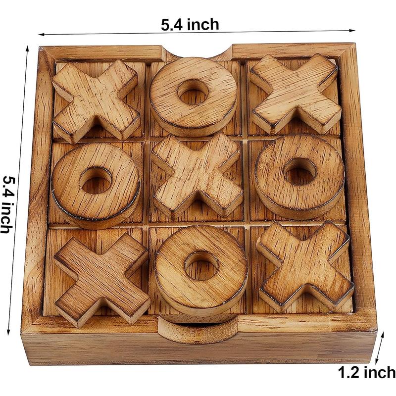 Tic Tac Toe & 4 in a Row Table Games Set - Rustic Decor Wood Strategy Board Games for Families