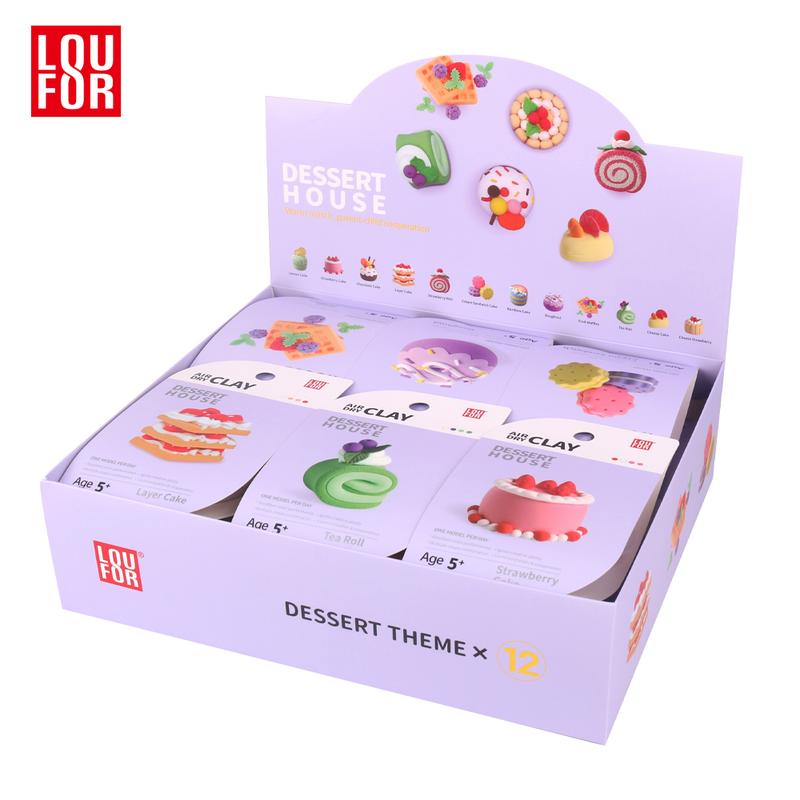 DIY Air Clay Craft Kit - Cute Mini Dessert - 12 Boxes of Soft and Ultra Light Clay for Kids, Safe and Non-Toxic with Guided Tutorials