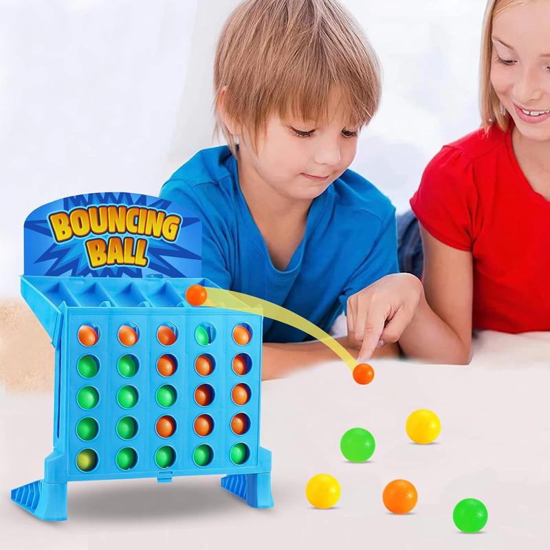 Linking 4 Shots Game, Bounce Off Party Game Jumping Ball Tabletop Game for Kids, 4 in a Row Parent-Child Interaction Board Game Educational Toy for Family Travel Outdoor