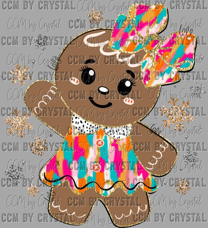 Christmas Gingerbread Girl Ready to Press DTF Transfer for T-Shirts - Ready to Press Sublimation CCMbyCrystal