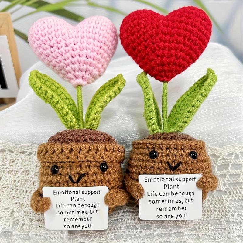 Handmade Crochet Faux Potted Plant, 1 Count Emotional Support Plant Crochet Kit, Sunflower Pots Set, All-season Fabric Decor, with Inspirational Cards