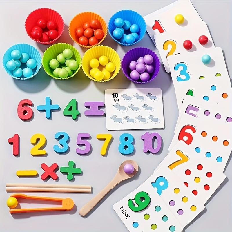 [Free Shipping] Montessori Math Children's Arithmetic Toys: Digital Cognitive Intelligence Development Education Early Education Toys, Preschool Color Point Class Children's Bead Number Matching Games, Kindergarten Educational Toys