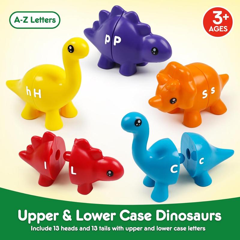 Dinosaur Design Alphabet Matching Game, Matching Letters Game Toy with Uppercase & Lowercase, Creative Learning Toy for Hand-eye Coordination, Christmas Gift