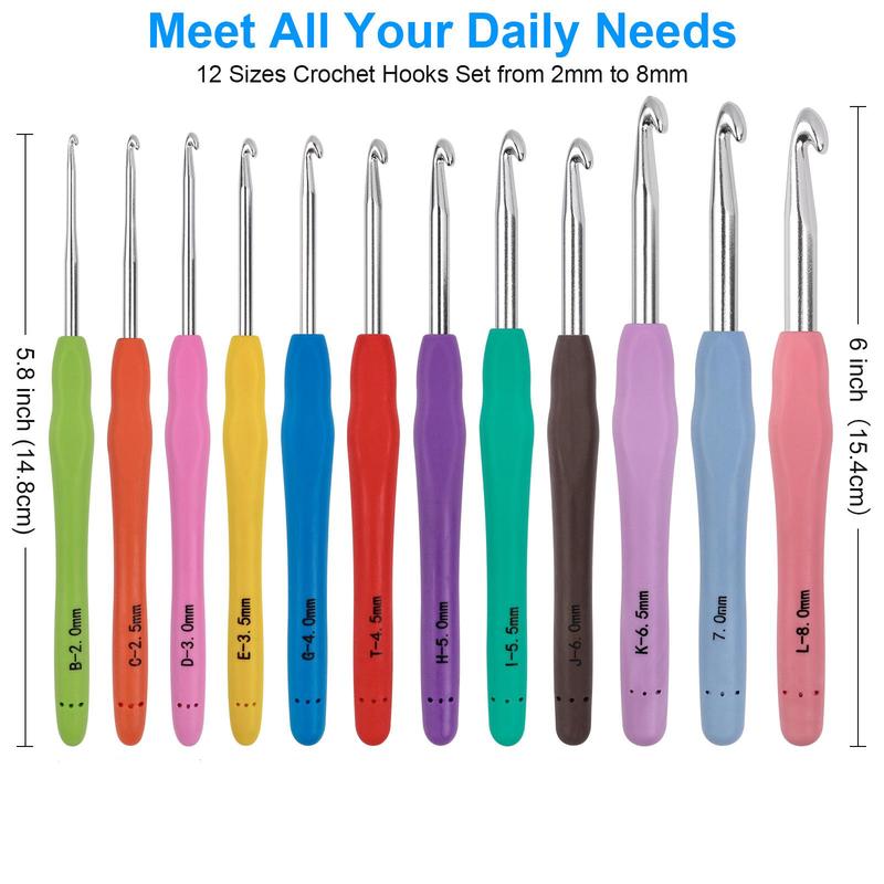 Crochet Hook Set, 1 Set Yarn Crochet Kit for Beginners, Knitting Needles with Ergonomic Handles, Crochet Needle Kit with Blue Case for Crocheter [Package List As Picture Shown]